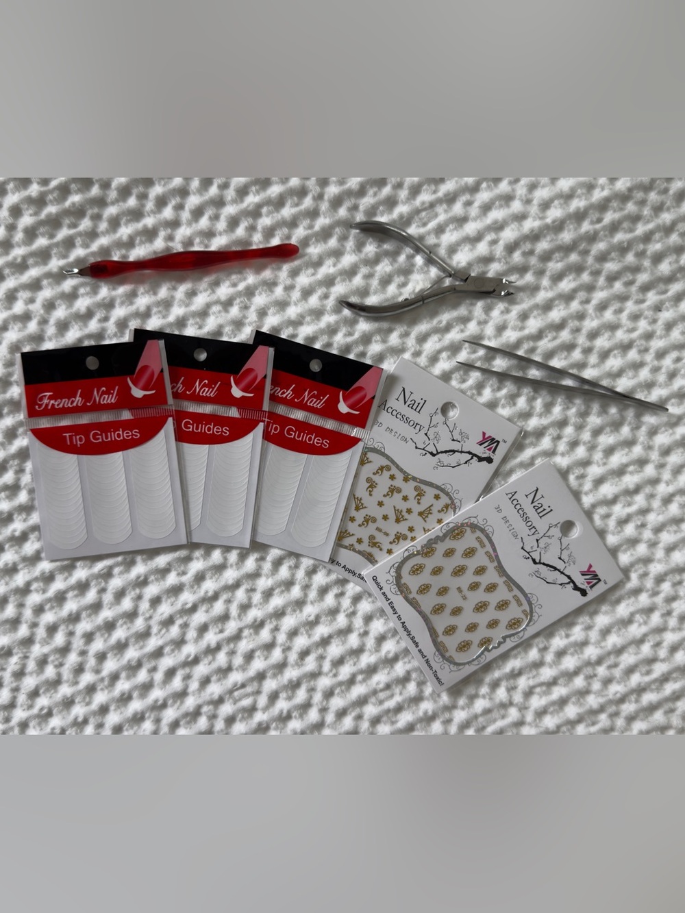 French Nail Guides & Gold Nail Stickers Set - Home Party Supplies
